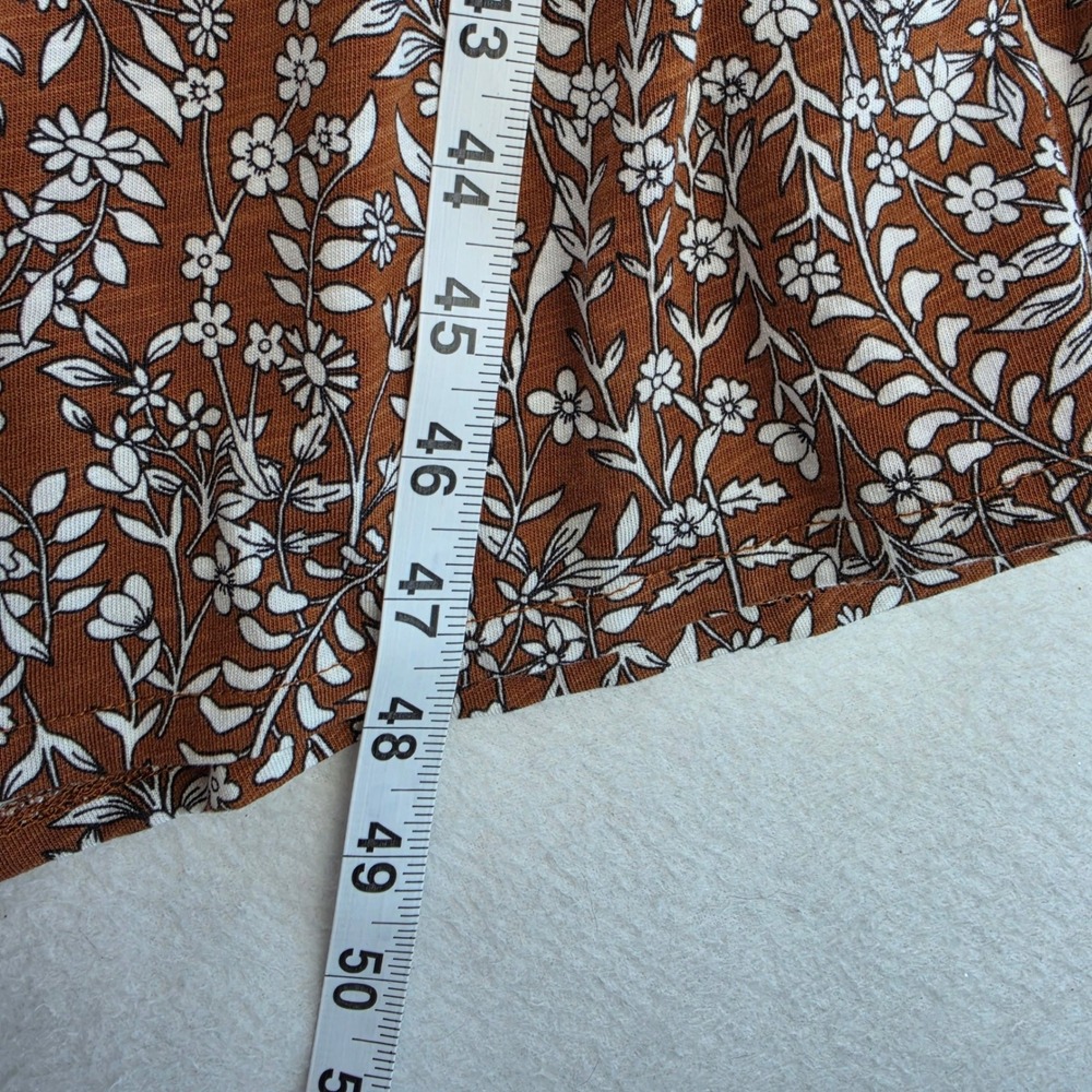 Boden Brown Floral Cotton Tencel Maxi Dress Puff Sleeve Tie Waist Size 4 - Picture 11 of 11